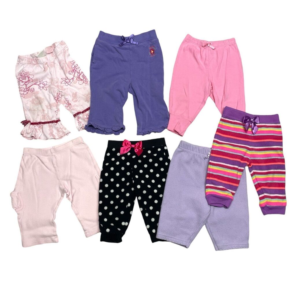 Baby girl pants leggings clothes bundle of 7 variety brand size 3 months